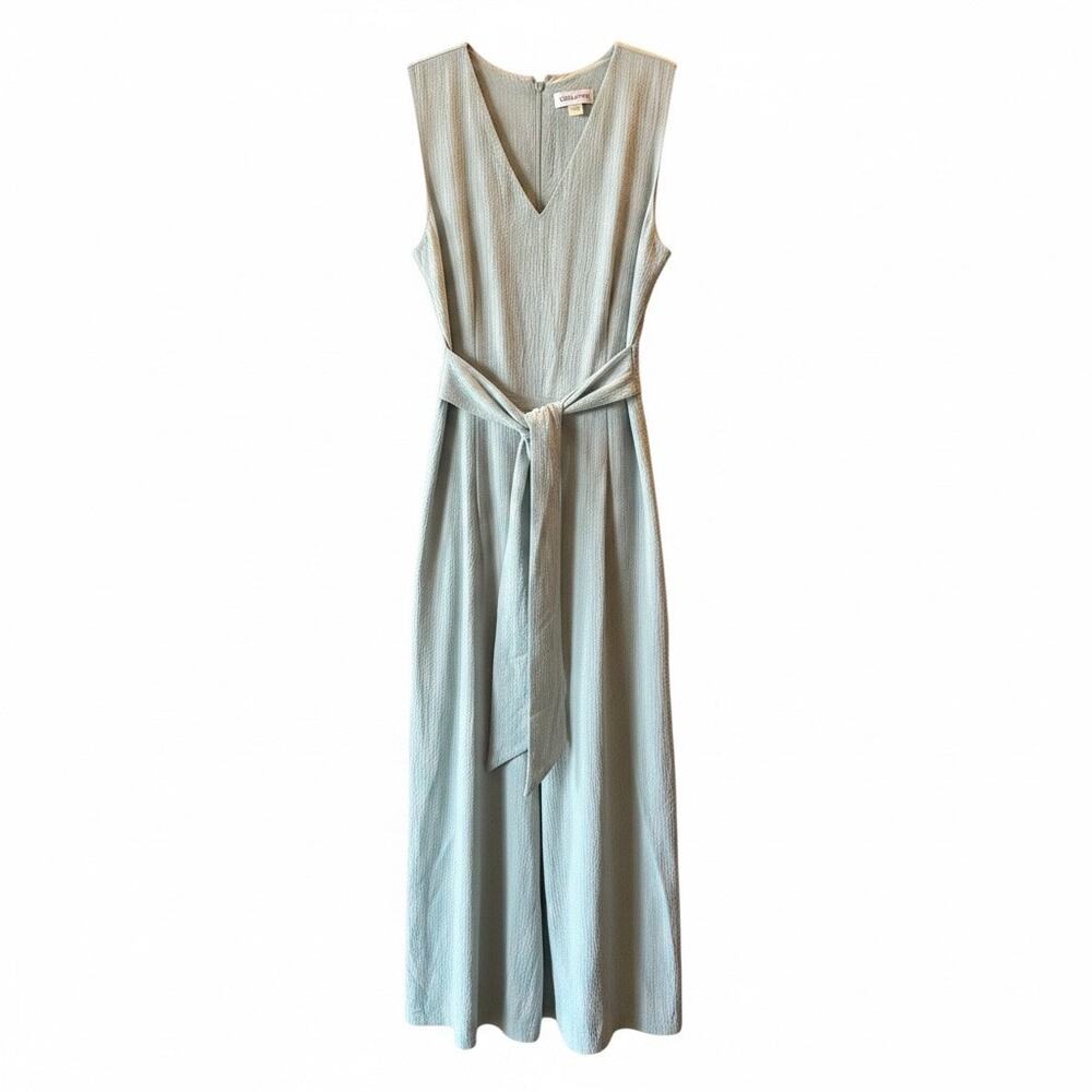 Calvin Klein Sage Green Textured Tie Waist Wide Leg Jumpsuit Women’s 8